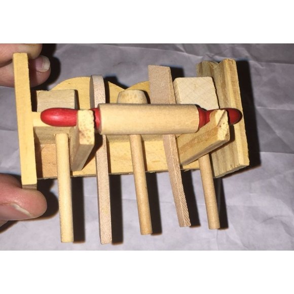 Vintage Doll Sized Wooden Kitchen Utensils & Rack Magnet - Picture 4 of 9